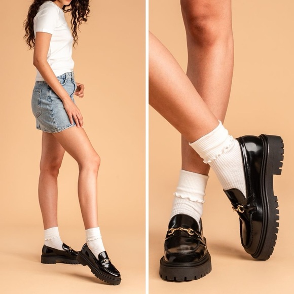 Thursday Boot Company Shoes - Thursday Platform Penny Loafer Black Patent Leather Size 7 Gold